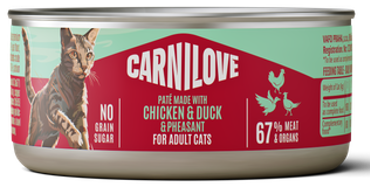 Carnilove® Paté Can Chicken, Duck & Pheasant  for Adult Cats 100gr